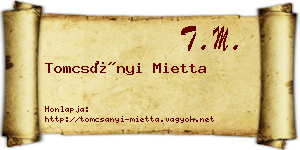 Tomcsányi Mietta névjegykártya